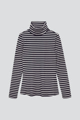 Women's Striped Cotton Roll Neck – Long Sleeve, Seven Colours, UK 8-16
