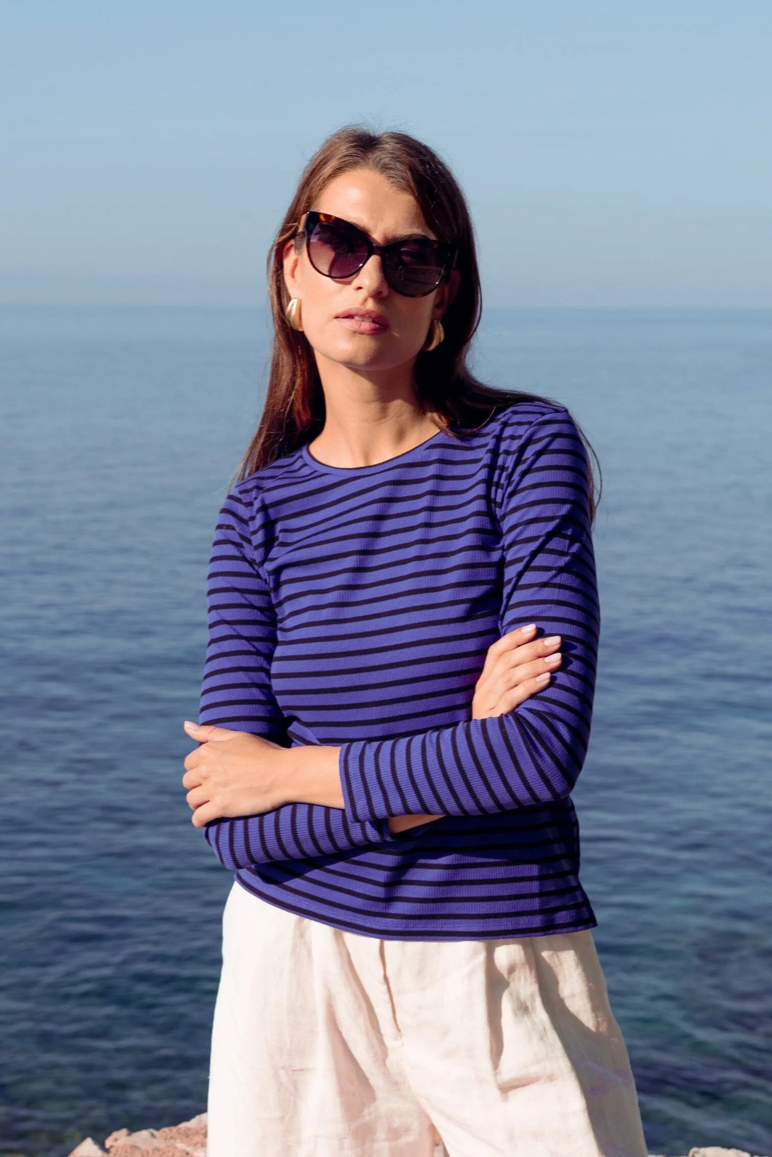 Women's Striped Long Sleeve T-Shirt – Organic Cotton, Made in UK