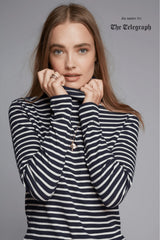Women's Striped Cotton Roll Neck – Long Sleeve, Seven Colours, UK 8-16