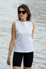 Women's Supima Cotton High Neck Tank Top – White, UK 8-16
