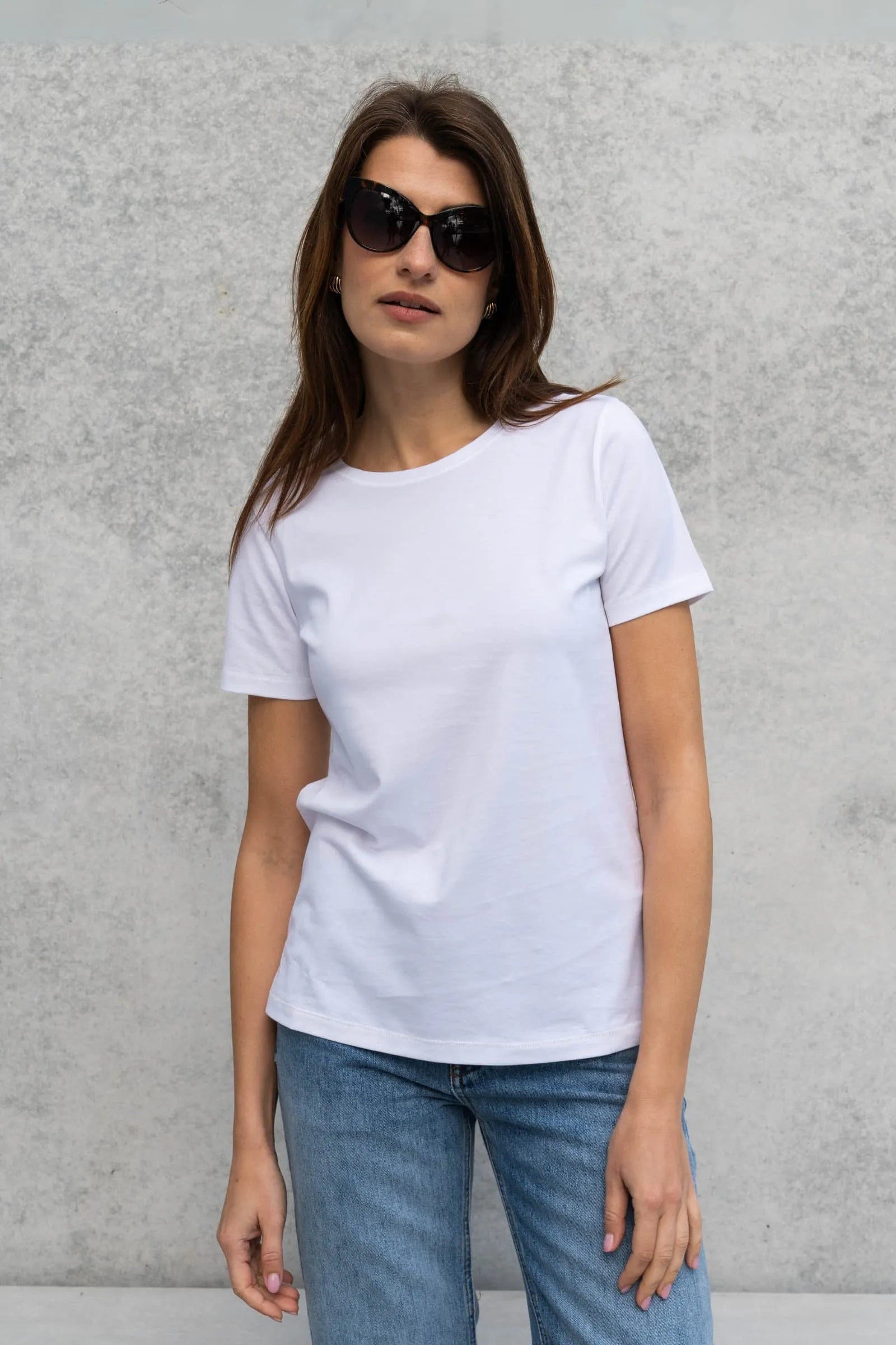 Women's Supima Cotton Crew Neck T-Shirt – A-Line, White, UK 8-16
