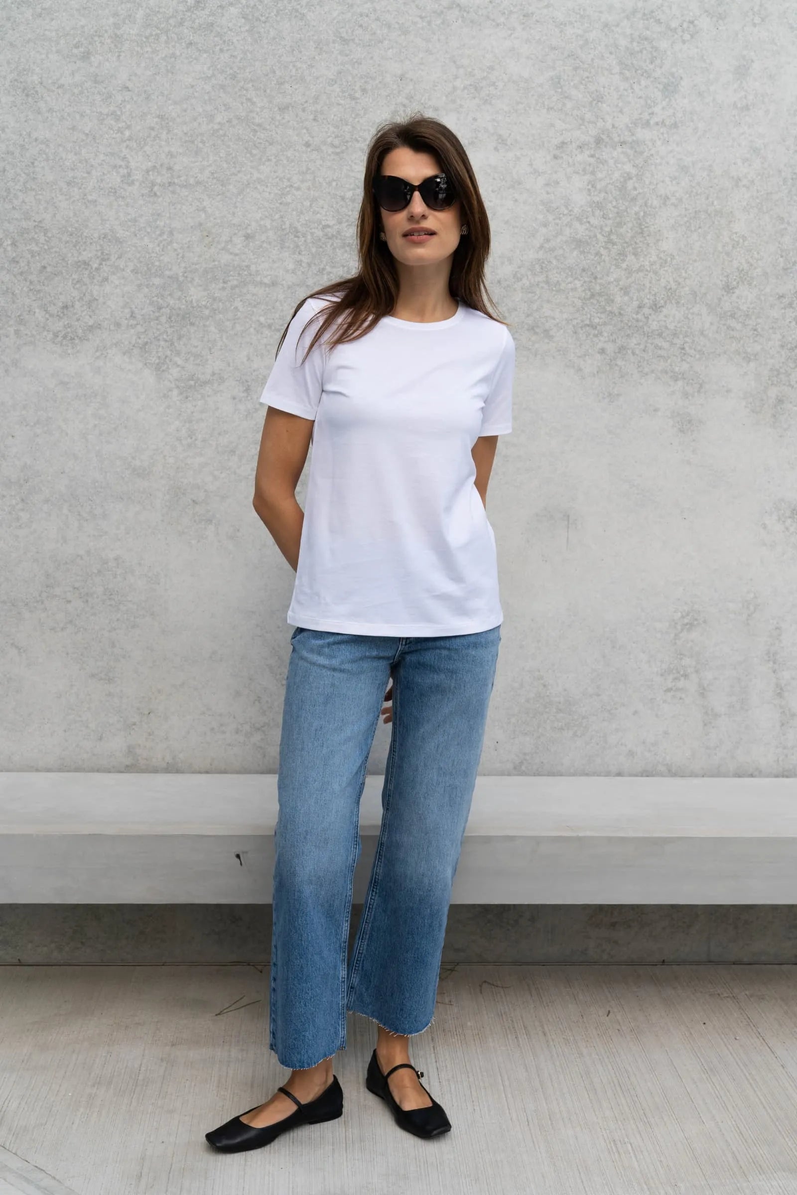 Women's Supima Cotton Crew Neck T-Shirt – A-Line, White, UK 8-16