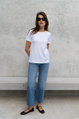 Women's Supima Cotton Crew Neck T-Shirt – A-Line, White, UK 8-16