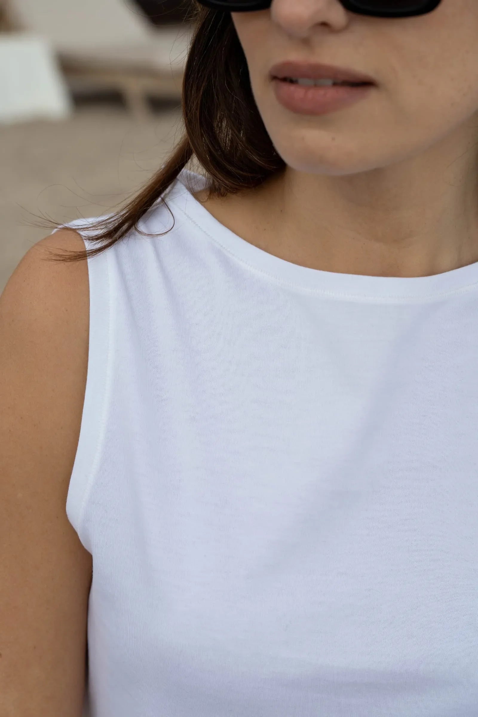 Women's Supima Cotton High Neck Tank Top – White, UK 8-16