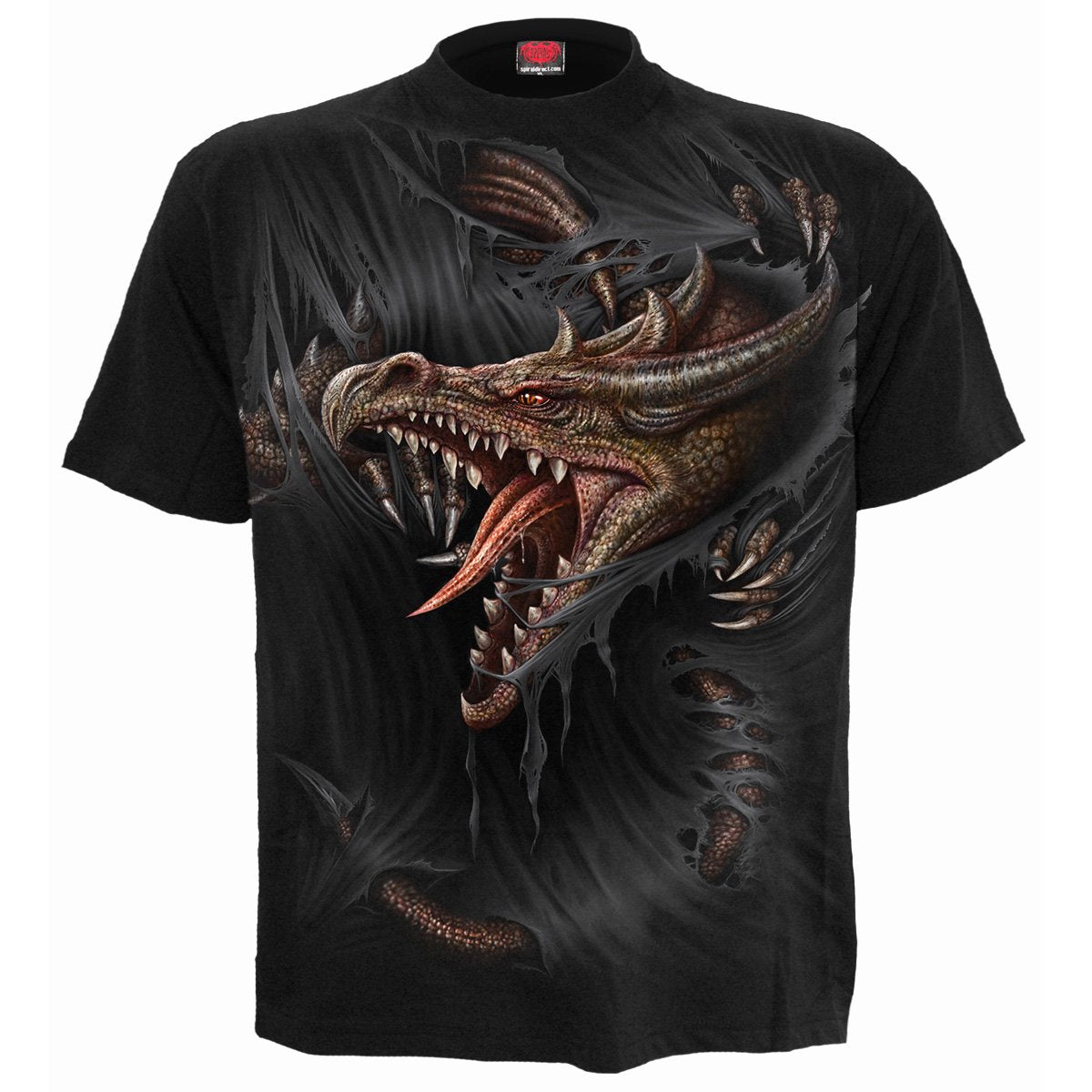 Spiral Breaking Out Kids' Dragon T-Shirt, Black 100% Cotton