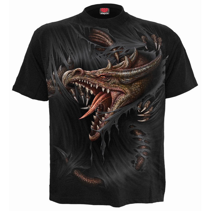 Spiral Breaking Out Kids' Dragon T-Shirt, Black 100% Cotton