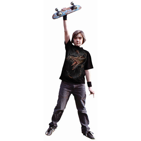 Spiral Breaking Out Kids' Dragon T-Shirt, Black 100% Cotton, image 3