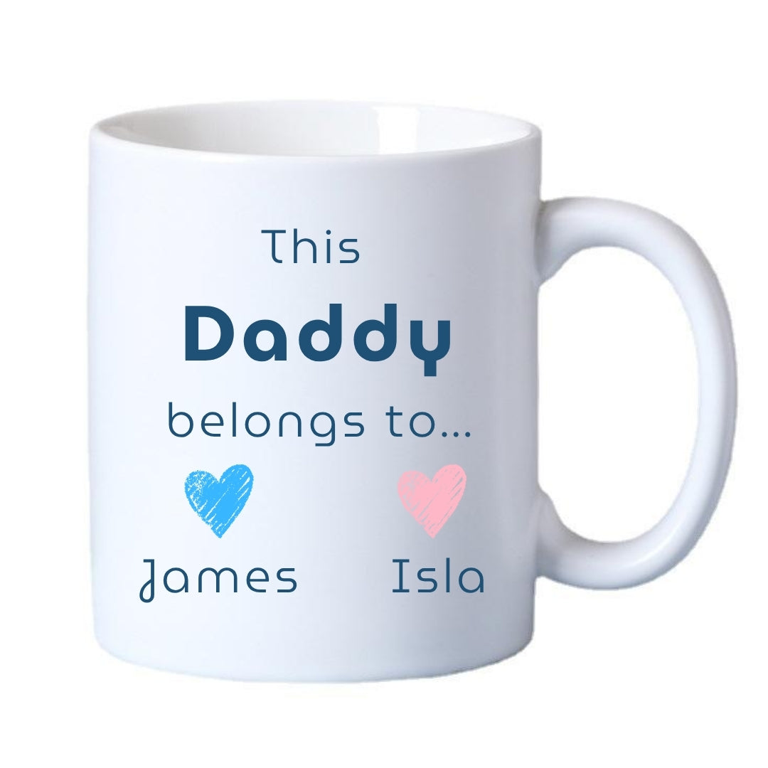 Personalised This Daddy Belongs To Mug – Add Children's Names