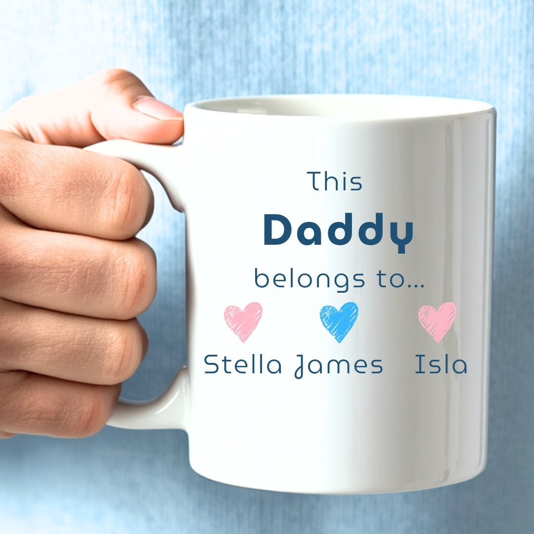 Personalised This Daddy Belongs To Mug – Add Children's Names