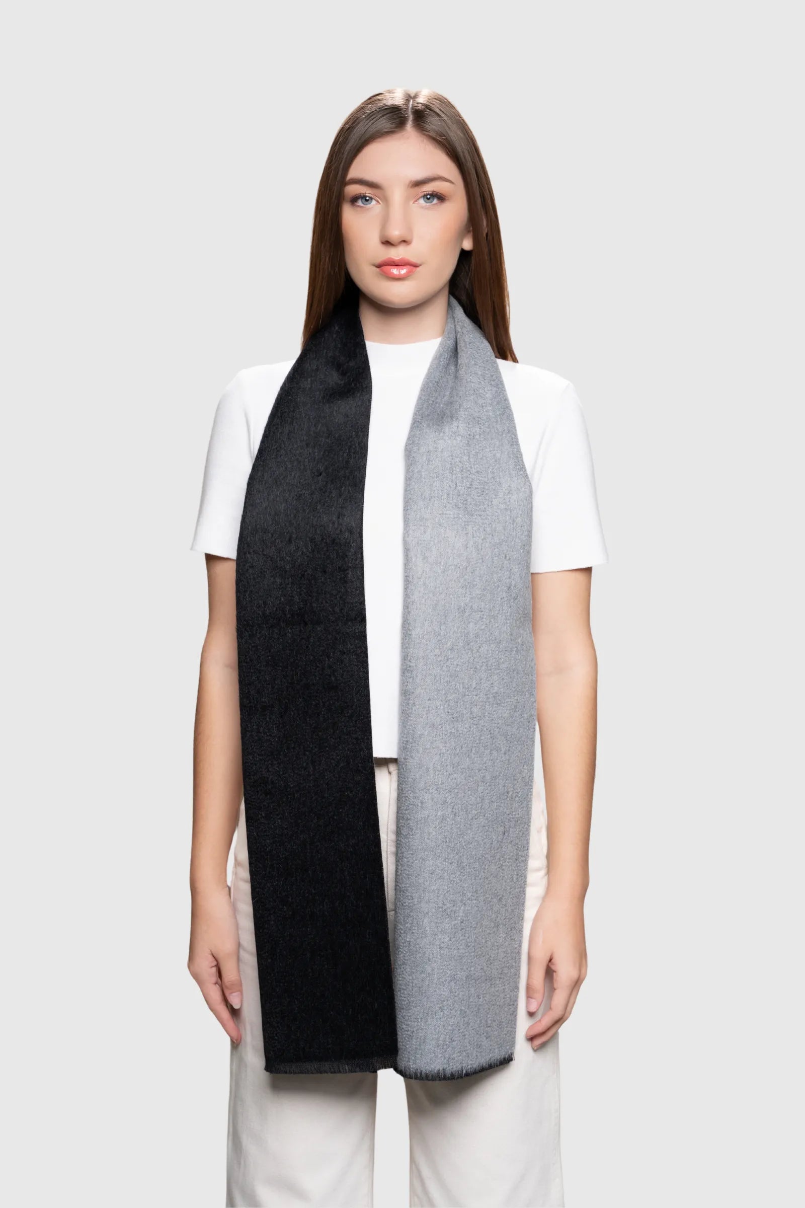 Baby Alpaca Reversible Scarf – Two Tone, Made in Peru