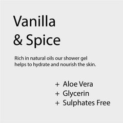 Vanilla & Spice Body Wash 250ml – Natural, Vegan, Made in the UK