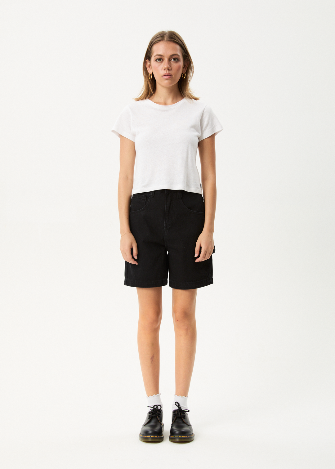 Afends Women's Emilie Denim Carpenter Shorts, Washed Black