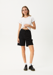 Afends Women's Emilie Denim Carpenter Shorts, Washed Black