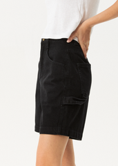 Afends Women's Emilie Denim Carpenter Shorts, Washed Black