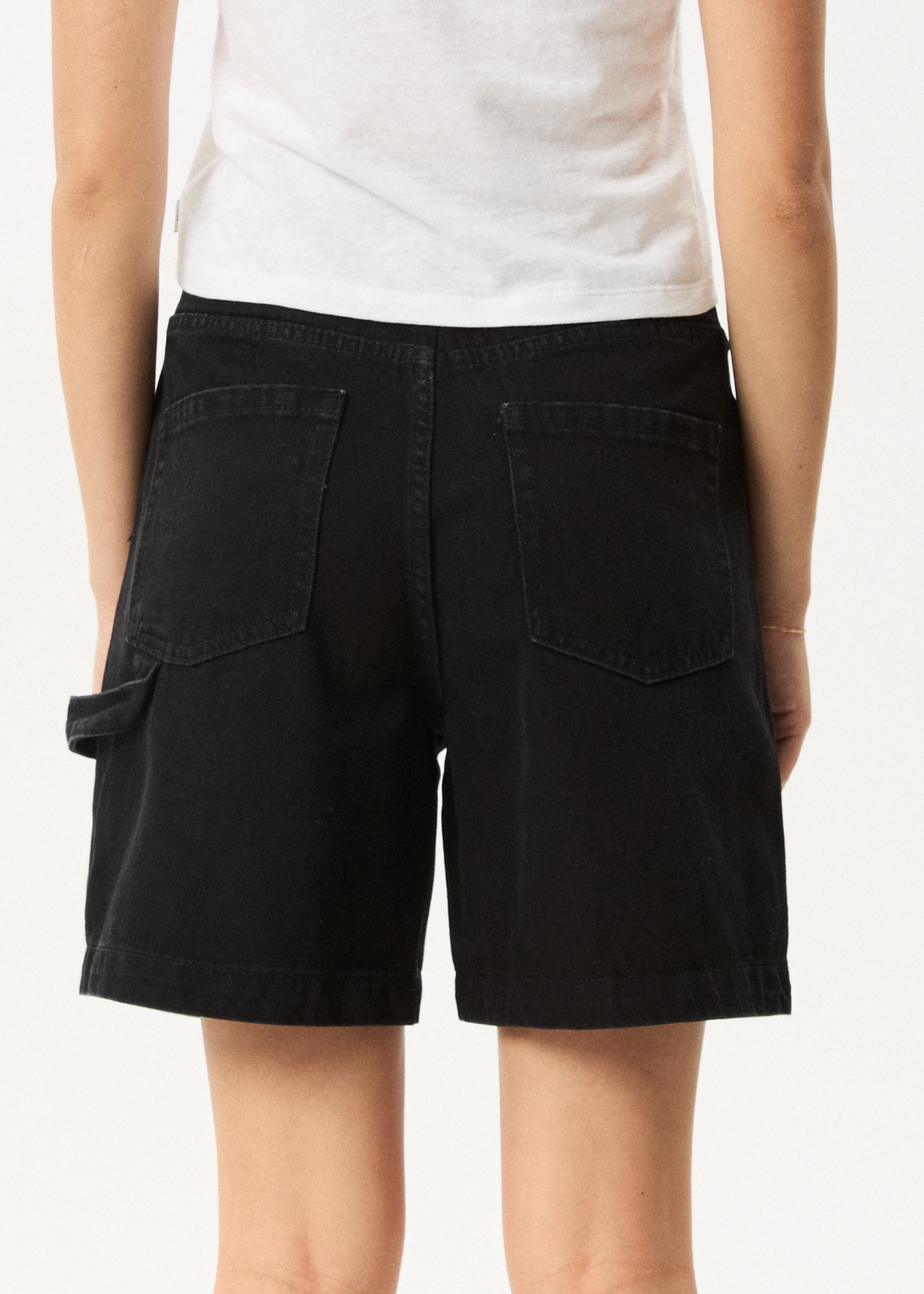 Afends Women's Emilie Denim Carpenter Shorts, Washed Black
