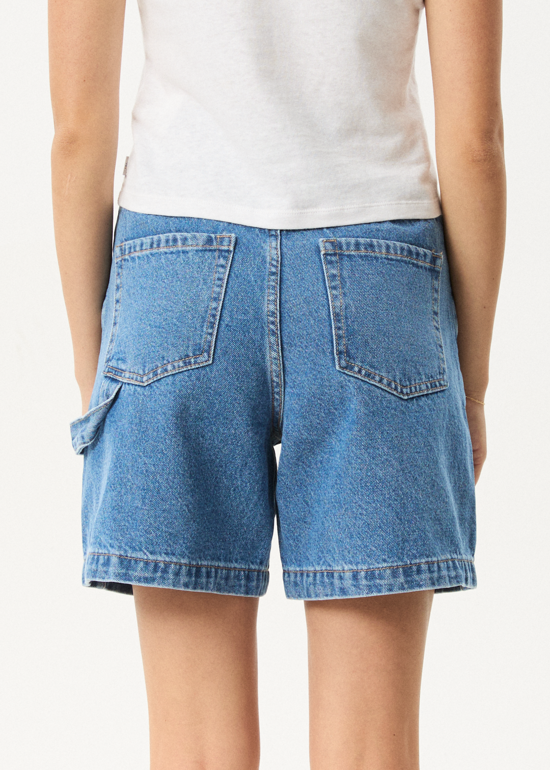 Afends Women's Emilie Denim Carpenter Shorts, Worn Blue