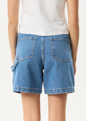 Afends Women's Emilie Denim Carpenter Shorts, Worn Blue