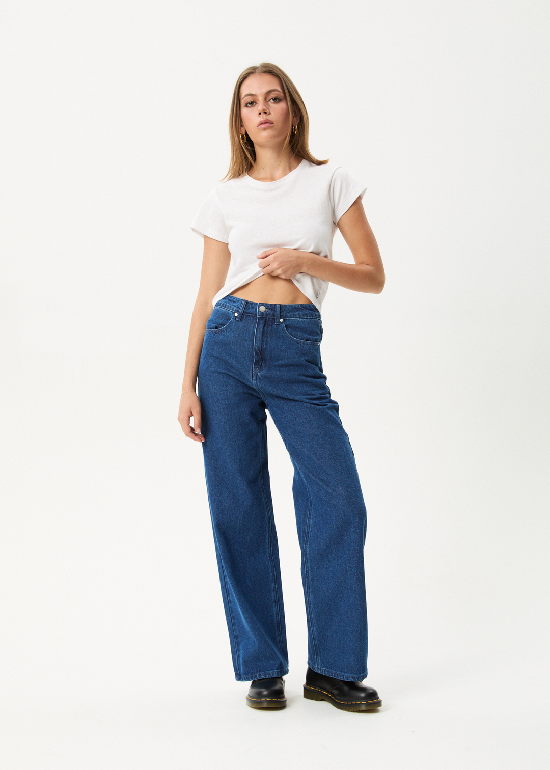 Afends Women's Bella Wide Leg Baggy Jeans, Hemp Blend Denim