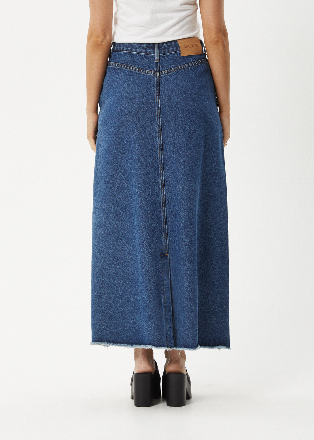 Afends Women's Chichi Denim Midi Skirt, Hemp Blend