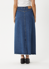 Afends Women's Chichi Denim Midi Skirt, Hemp Blend