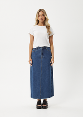 Afends Women's Chichi Denim Midi Skirt, Hemp Blend