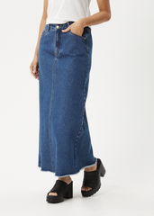 Afends Women's Chichi Denim Midi Skirt, Hemp Blend