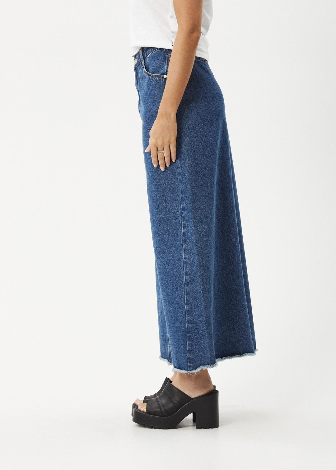 Afends Women's Chichi Denim Midi Skirt, Hemp Blend