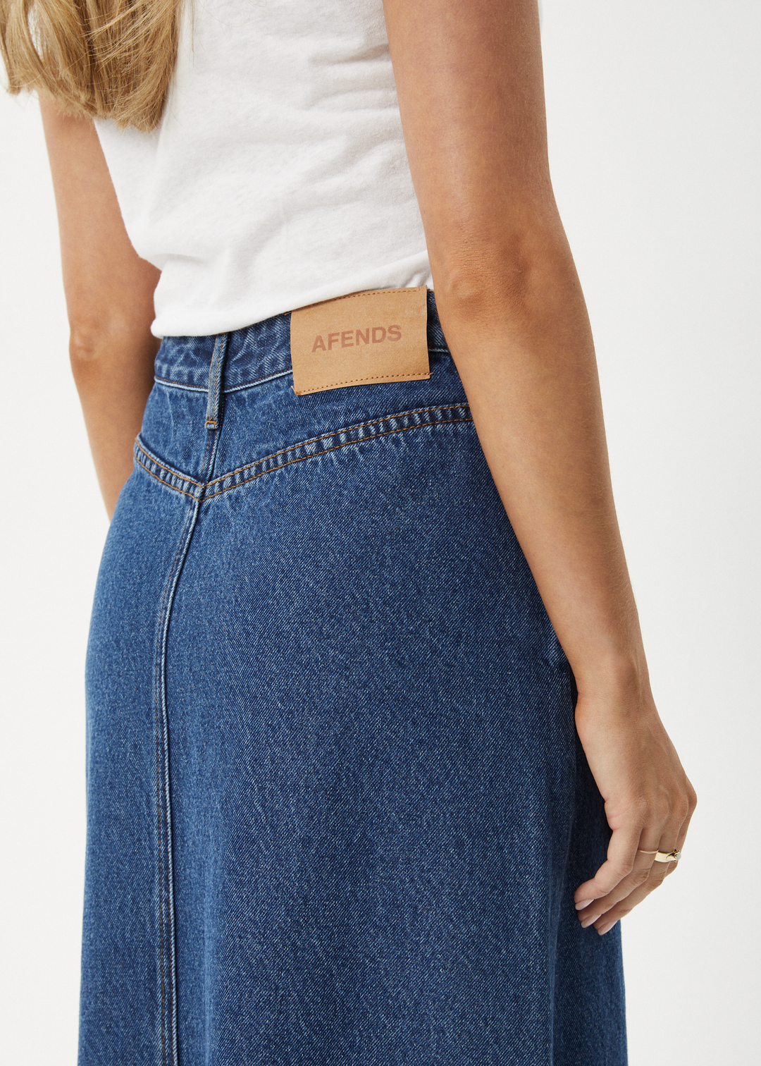 Afends Women's Chichi Denim Midi Skirt, Hemp Blend