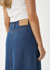 Afends Women's Chichi Denim Midi Skirt, Hemp Blend