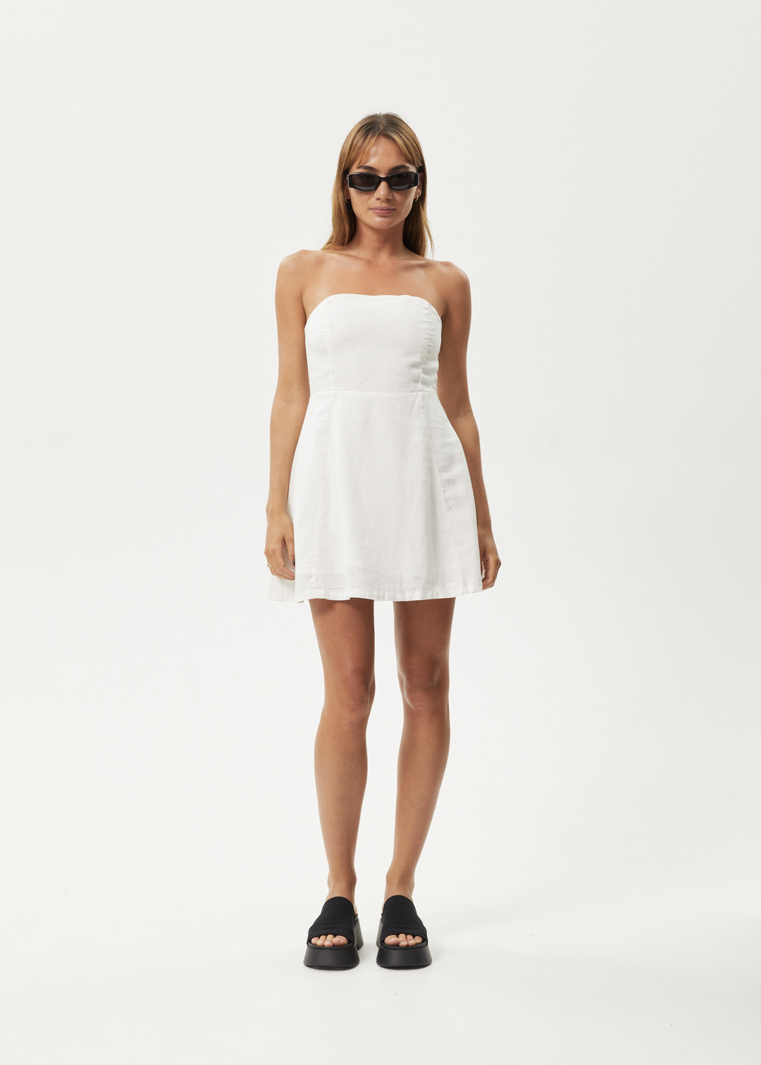 Lilo Strapless Hemp and Tencel Mini Dress in White