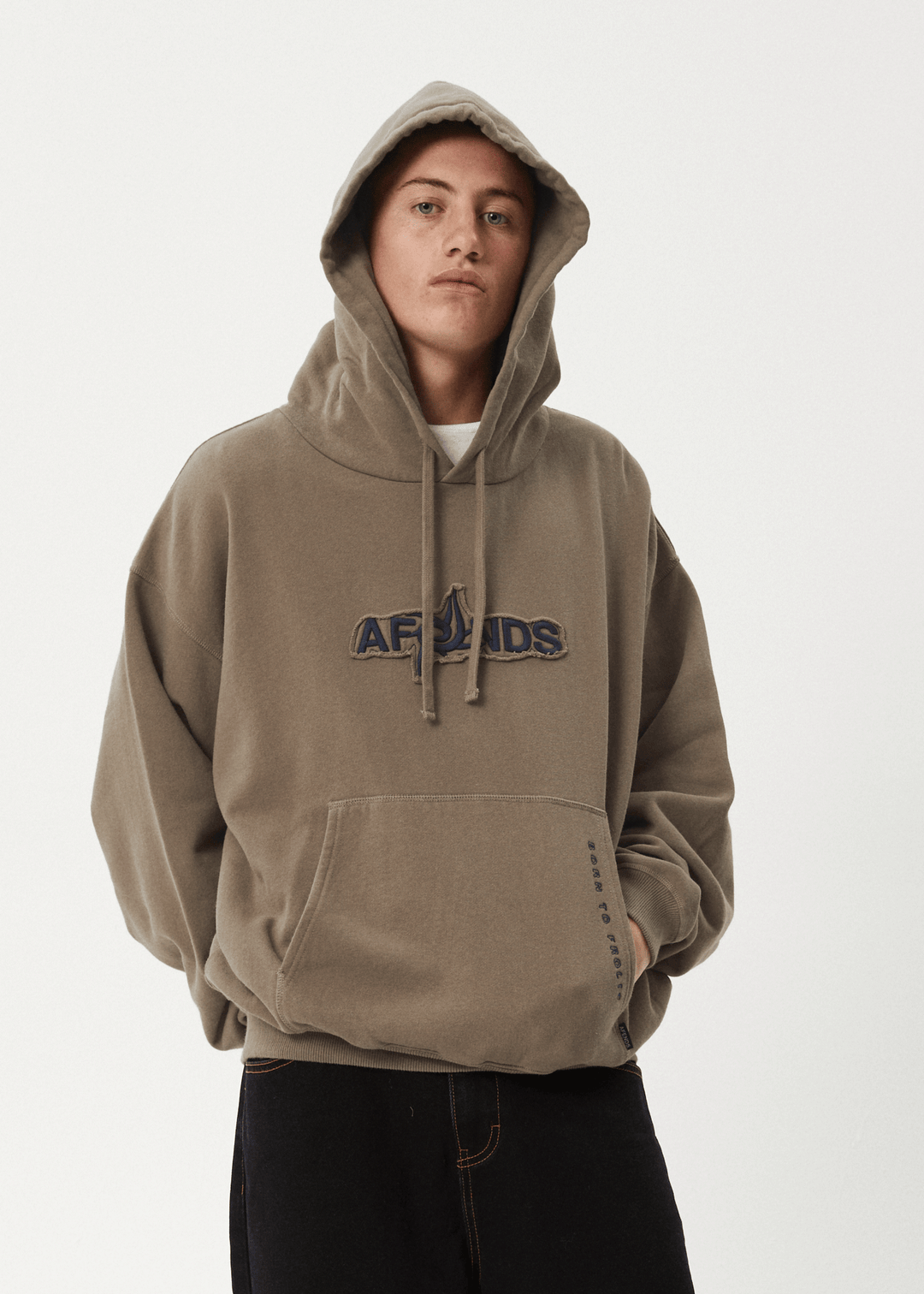 Afends Men's Antics Boxy Fit Hoodie, 320gsm Brushed Fleece