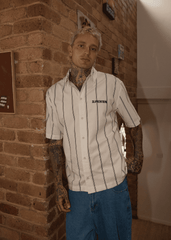 Afends Men's Fineline Short Sleeve Shirt, Organic Cotton Twill