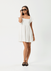 Twila Linen Blend Mini Dress with Flutter Sleeves