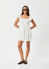 Twila Linen Blend Mini Dress with Flutter Sleeves