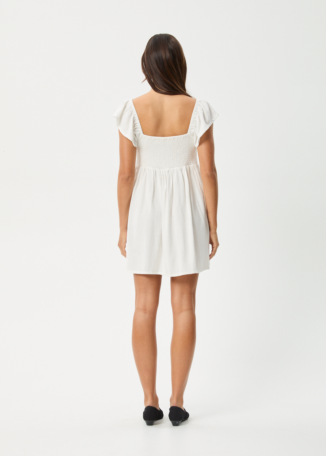 Twila Linen Blend Mini Dress with Flutter Sleeves
