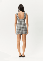 Blair Ribbed Check Mini Dress with Open Back