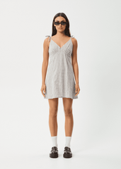 Drew Organic Cotton Seersucker Mini Dress in Check