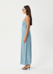 Delia Cupro Maxi Dress with Front Split