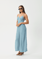 Delia Cupro Maxi Dress with Front Split