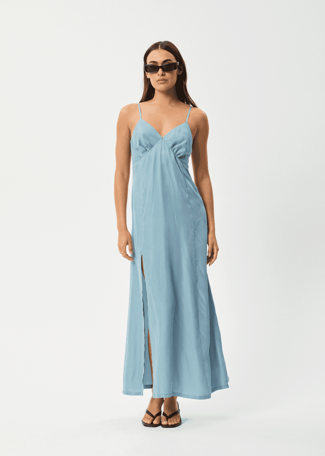 Delia Cupro Maxi Dress with Front Split
