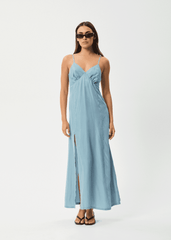 Delia Cupro Maxi Dress with Front Split