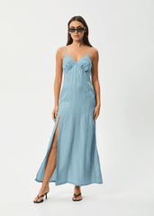 Delia Cupro Maxi Dress with Front Split
