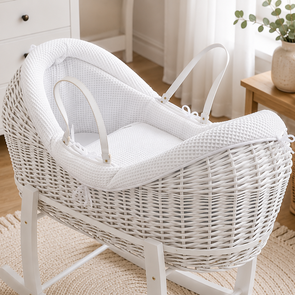 Wicker Deluxe Pod Moses Basket – Newborn Basket, No Stand