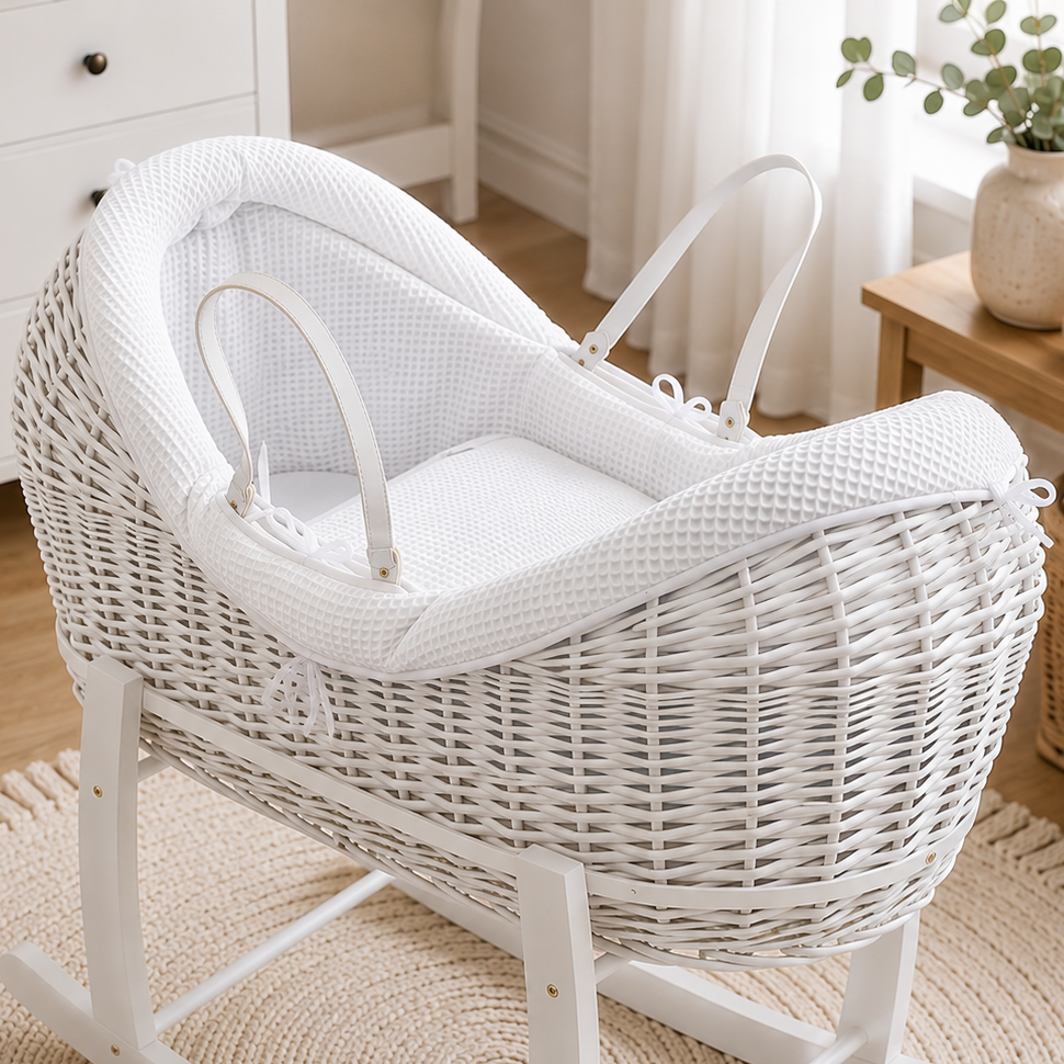 Wicker Deluxe Pod Moses Basket – Newborn Basket, No Stand