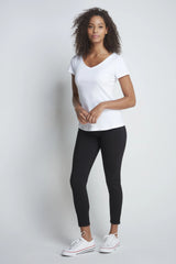 Women's V-Neck T-Shirt – Cotton Modal, UK 8-18, Made in Portugal