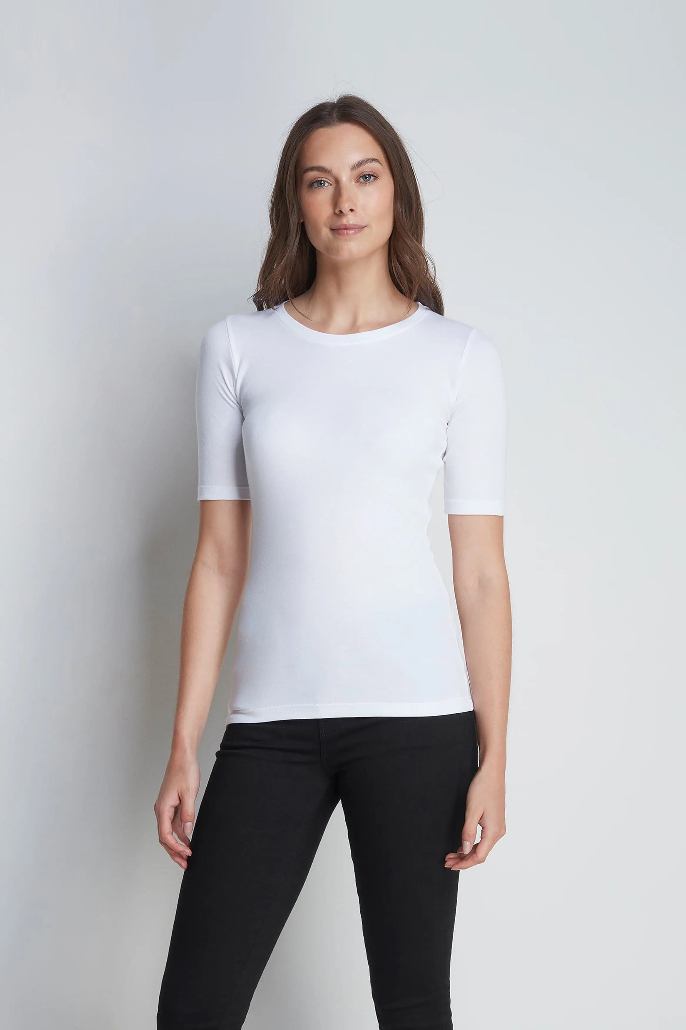 Women's Half Sleeve Crew Neck T-Shirt – Cotton Modal, UK 8-16