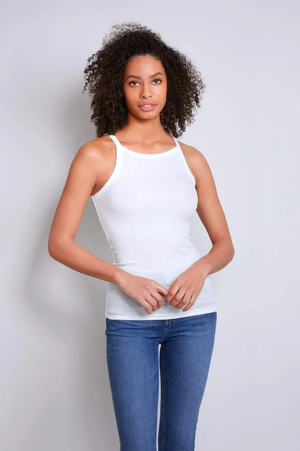 Women's High Neck Tank Top – Ribbed TENCEL Lyocell, UK 8-16