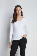 Women's Long Sleeve V-Neck T-Shirt – Cotton Modal, UK 8-16