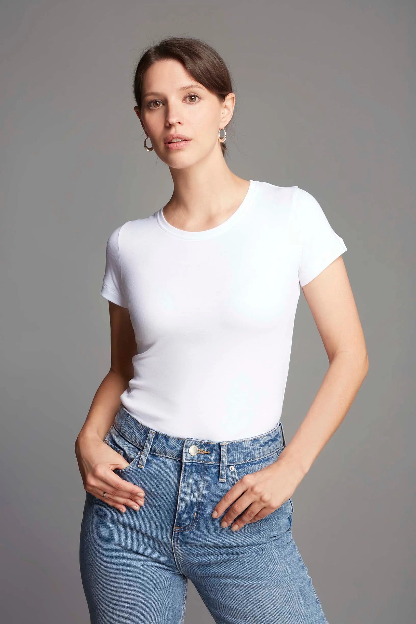 Women's Crew Neck T-Shirt – Cotton Modal, UK 8-18, Made in Portugal