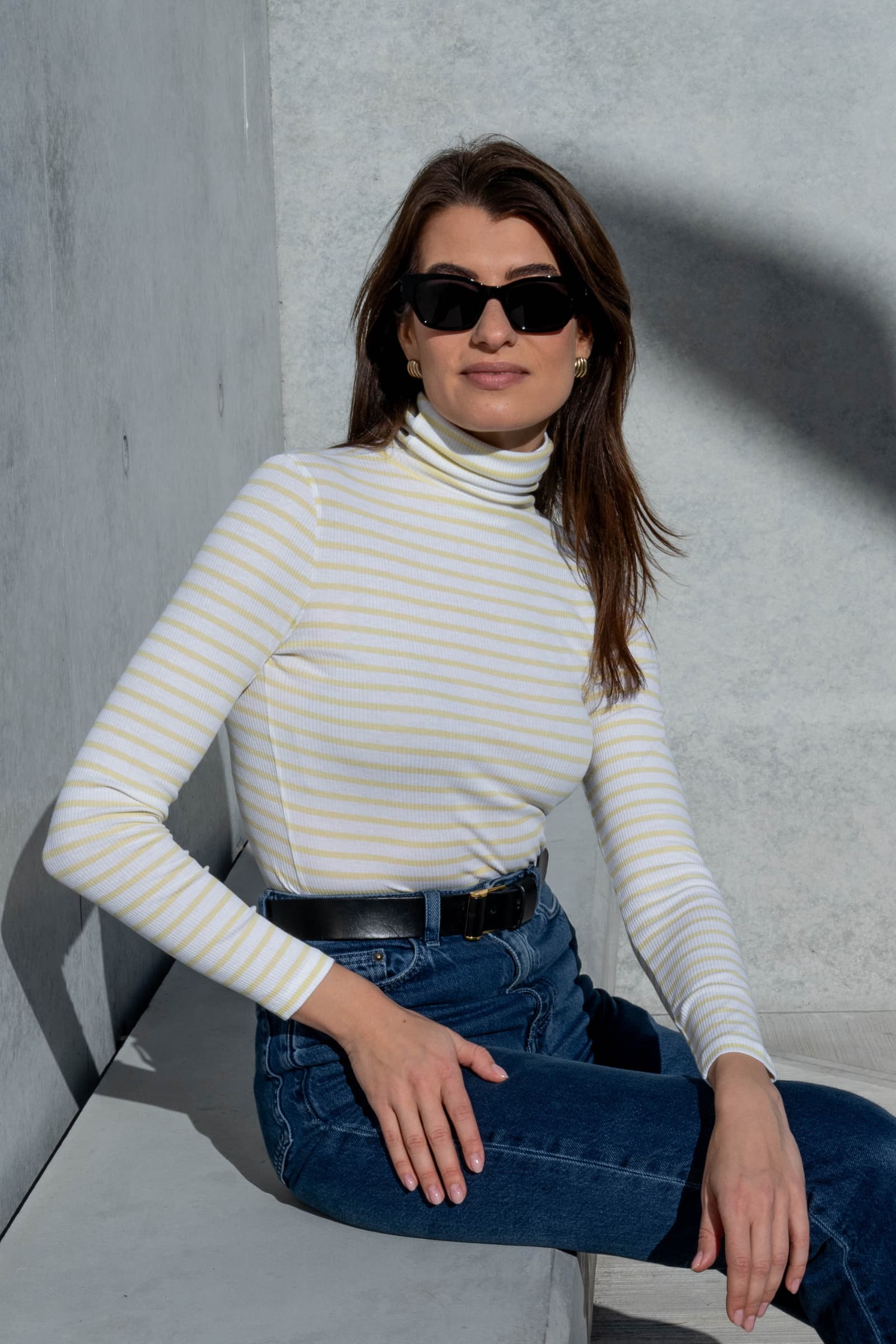 Women's Striped Cotton Roll Neck – Long Sleeve, Seven Colours, UK 8-16